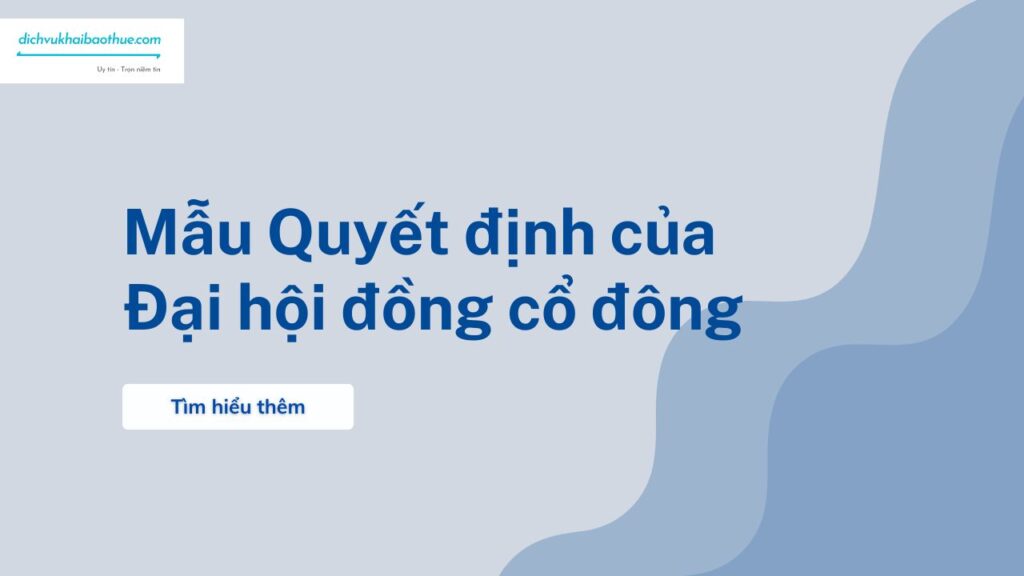 Mẫu quyết định của đại hội đồng cổ đông