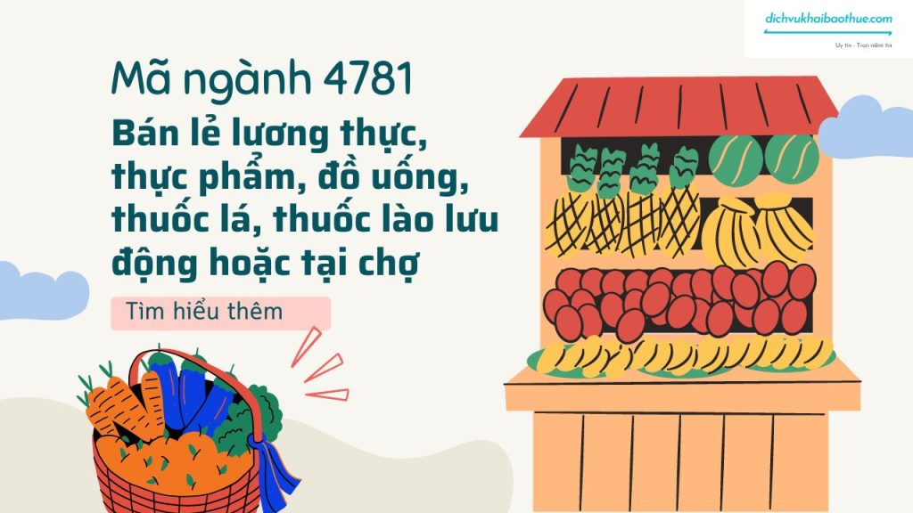 Mã ngành 4781 Bán lẻ lương thực, thực phẩm, đồ uống, thuốc lá, thuốc lào lưu động hoặc tại chợ